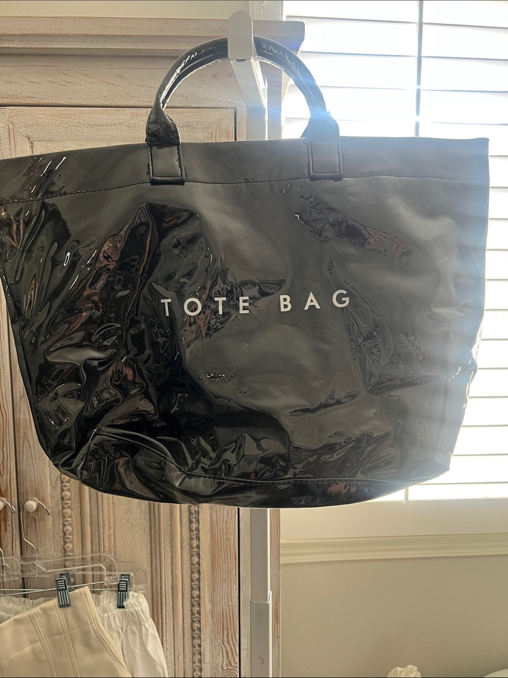 Black Tote Bag - Sleek Glossy Men’s Carryall